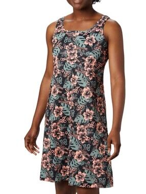 Columbia Women's Plus Size 2x: Floral Tank Dress - Pink & Green Tropical